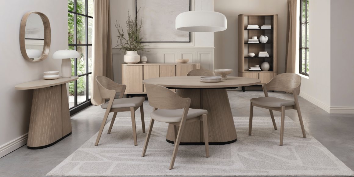 Vega Scandi Oak & Peppercorn Dining