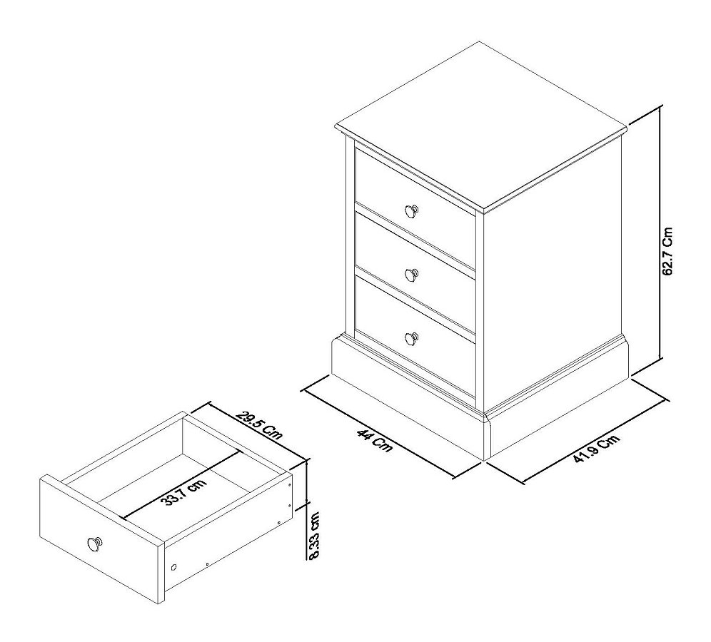 Ashby Soft Grey 3 Drawer Nightstand | Bedroom Furniture - Bentley ...