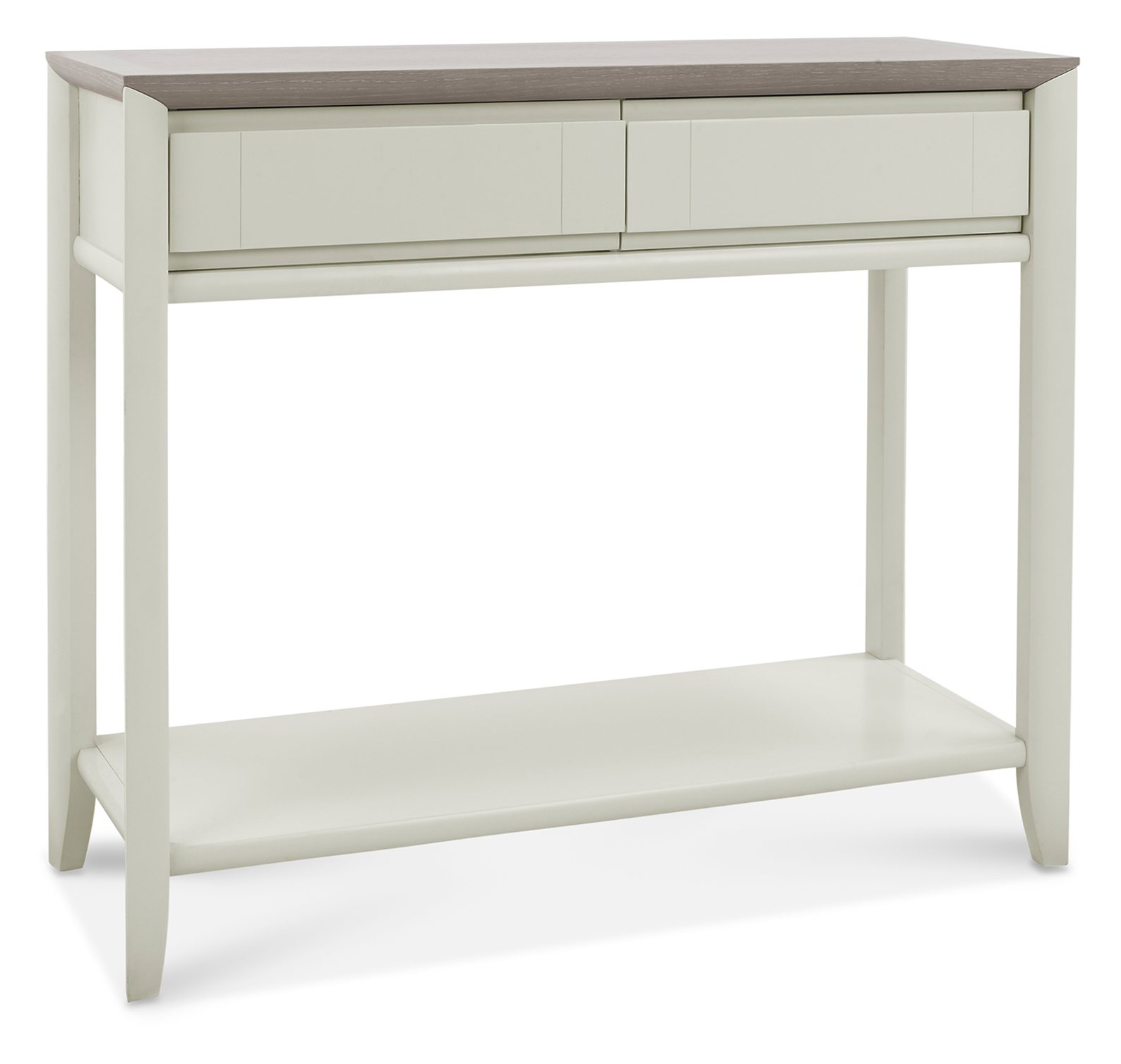 Bergen Grey Washed Oak & Soft Grey Console Table With Drawers Bentley