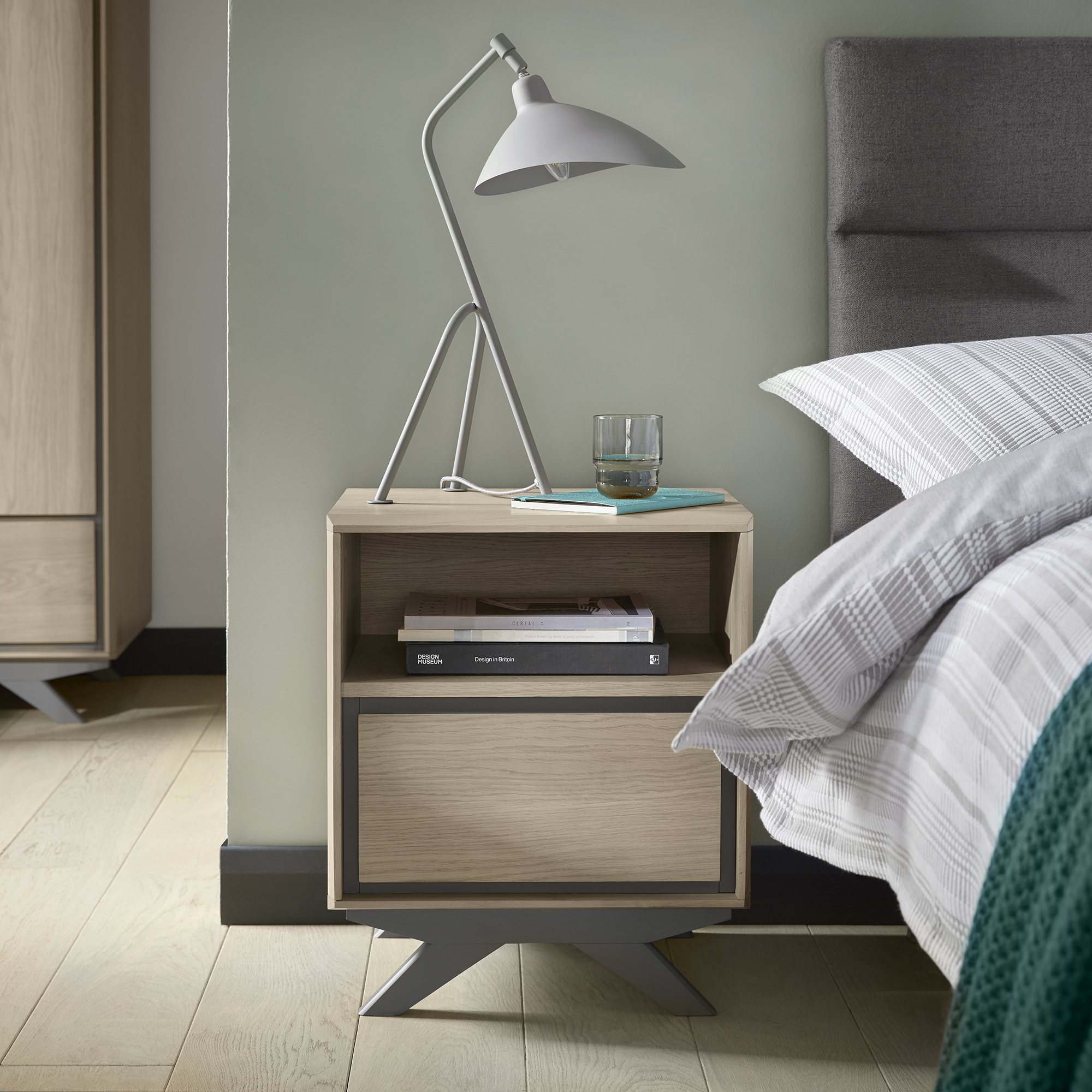 Oak deals grey nightstand