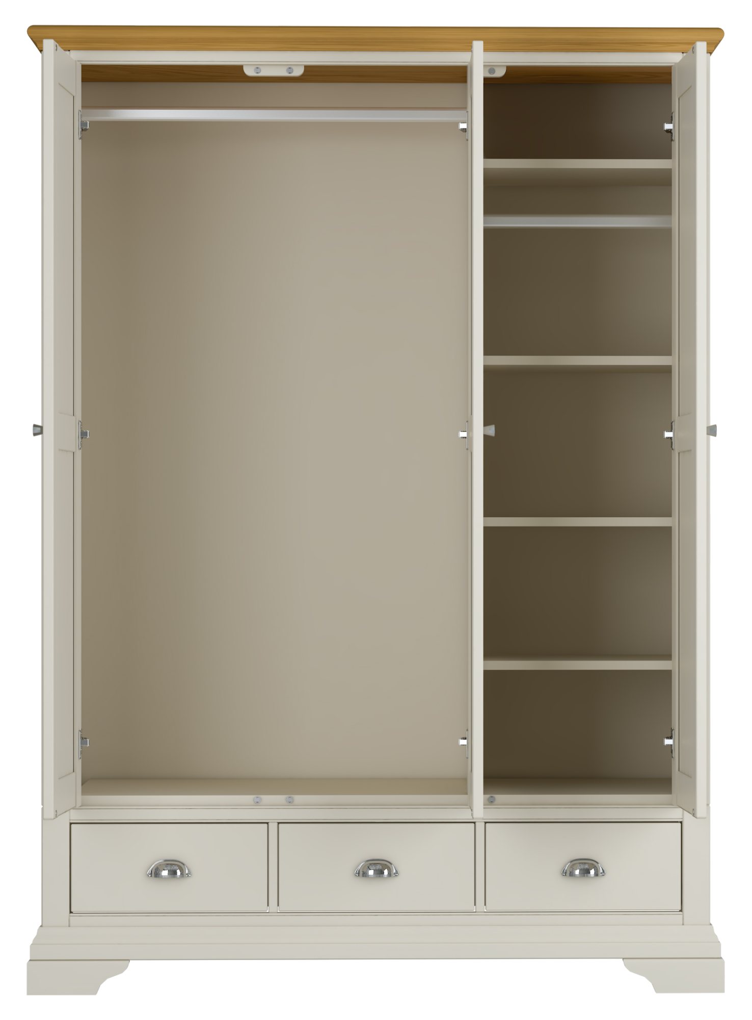 Hampstead Soft Grey And Pale Oak Wardrobe Size Triple Bentley Designs Uk Ltd 5123