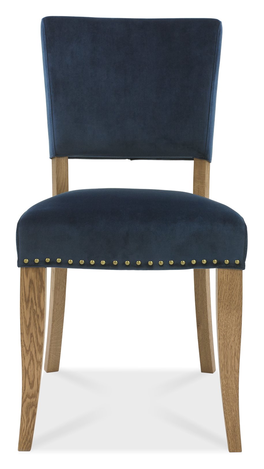 Signature Collection Rustic Oak Uph Chair - Dark Blue Velvet Fabric ...