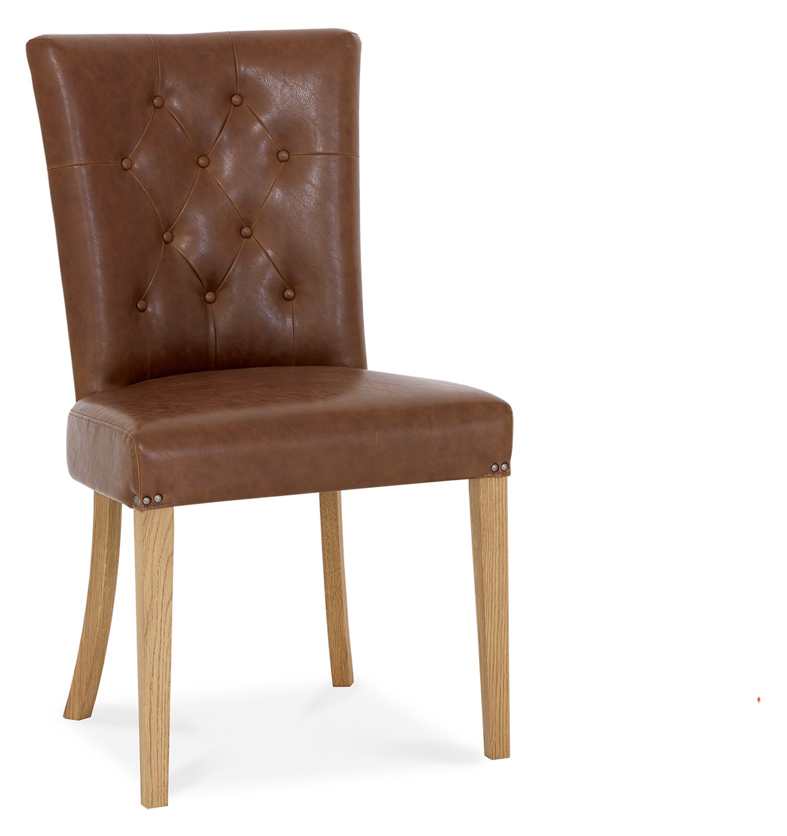 Westbury Rustic Oak Upholstered Chair | Tan Faux Leather - Bentley ...