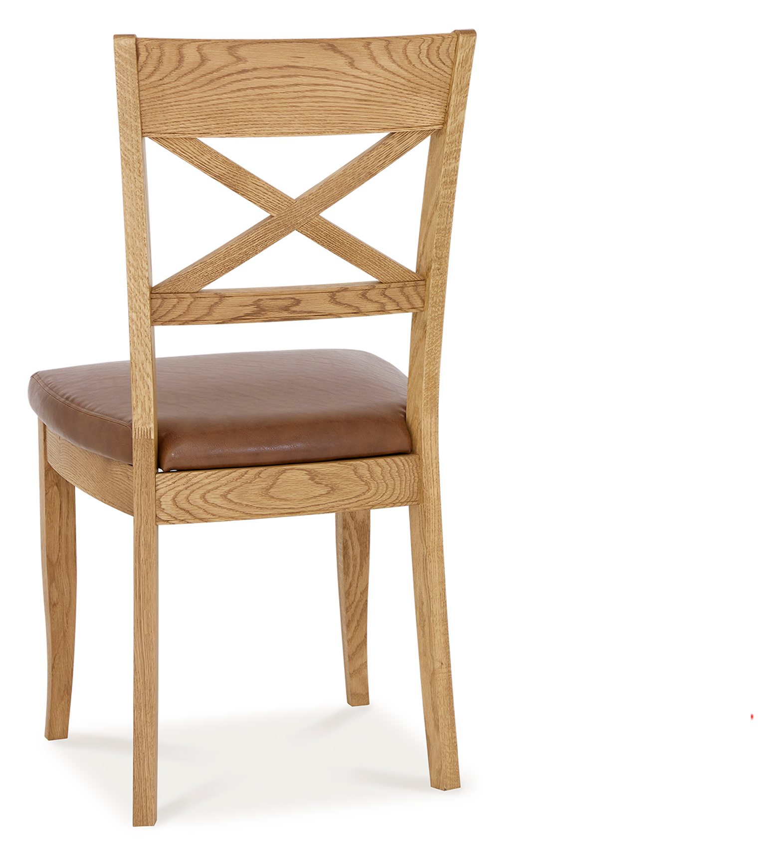 Signature Collection Westbury Rustic Oak X Back Chair Tan Faux Leather Pair Dining Chairs