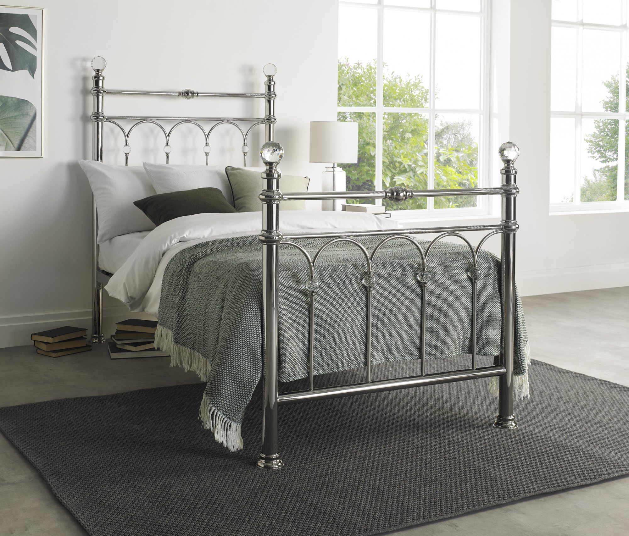 Krystal Shiny Nickel Bedstead | Size: Single - Bentley Designs UK Ltd