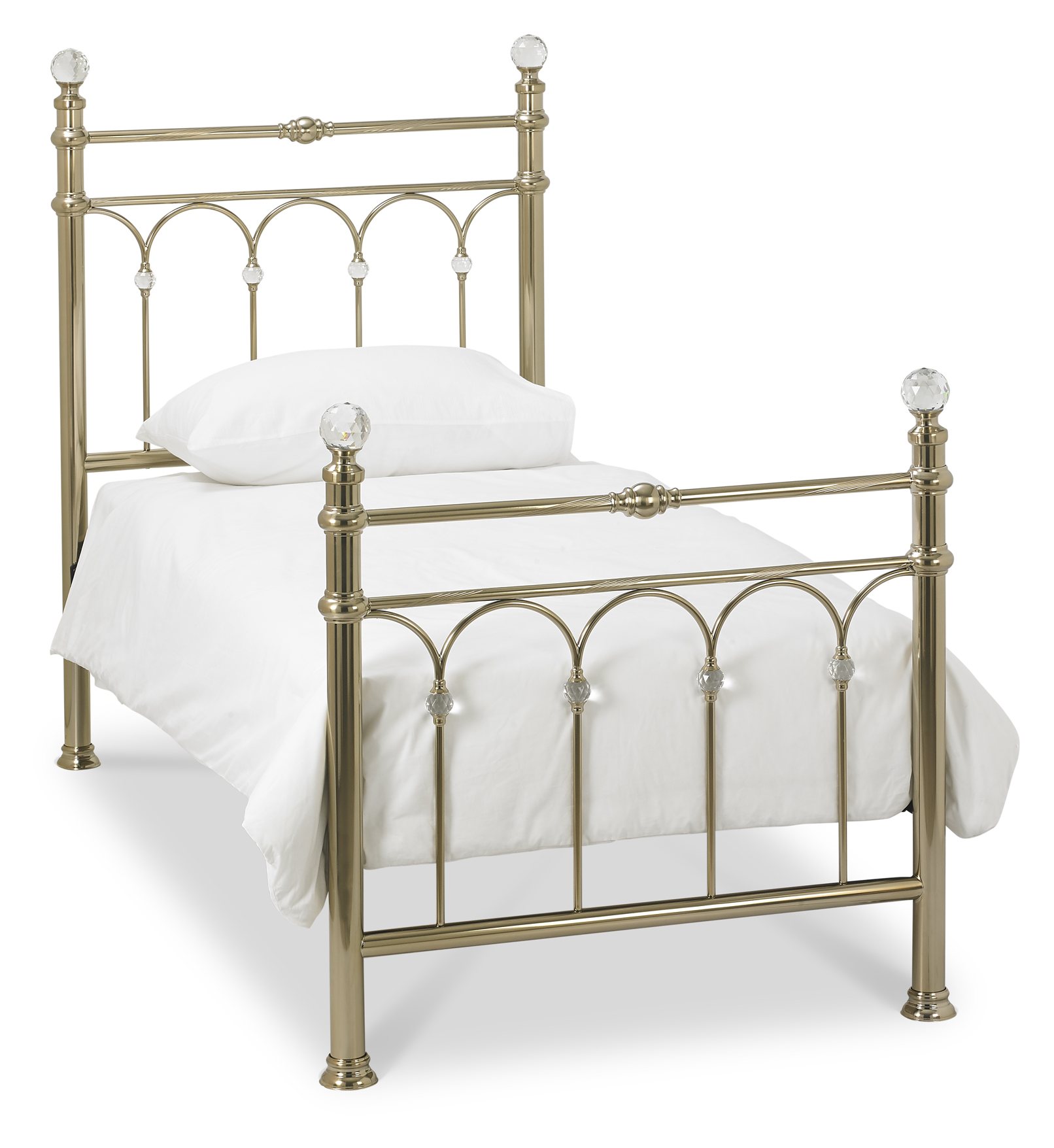 Krystal Champagne Brass Bedstead | Size: Single - Bentley Designs UK Ltd