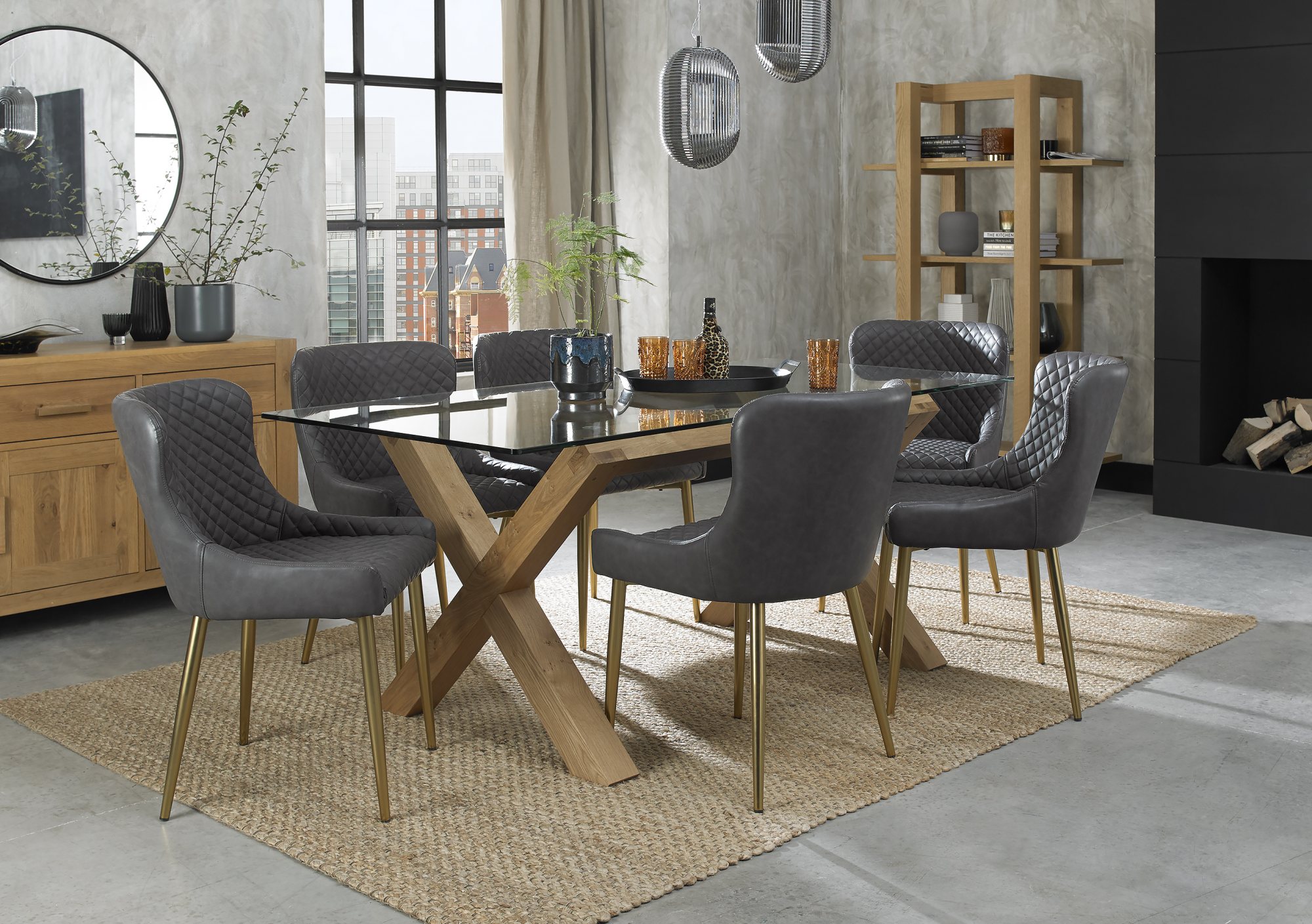 Gallery Collection Cezanne - Dark Grey Faux Leather Chairs with Matt ...