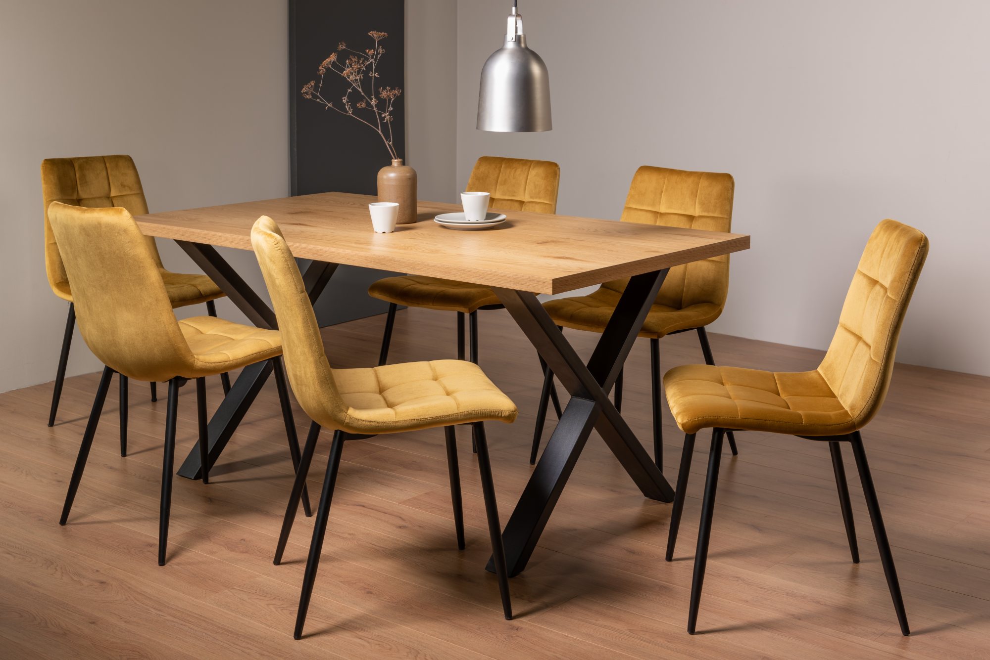 Gallery Collection Ramsay Rustic Oak Effect Melamine 6 Seater Dining ...