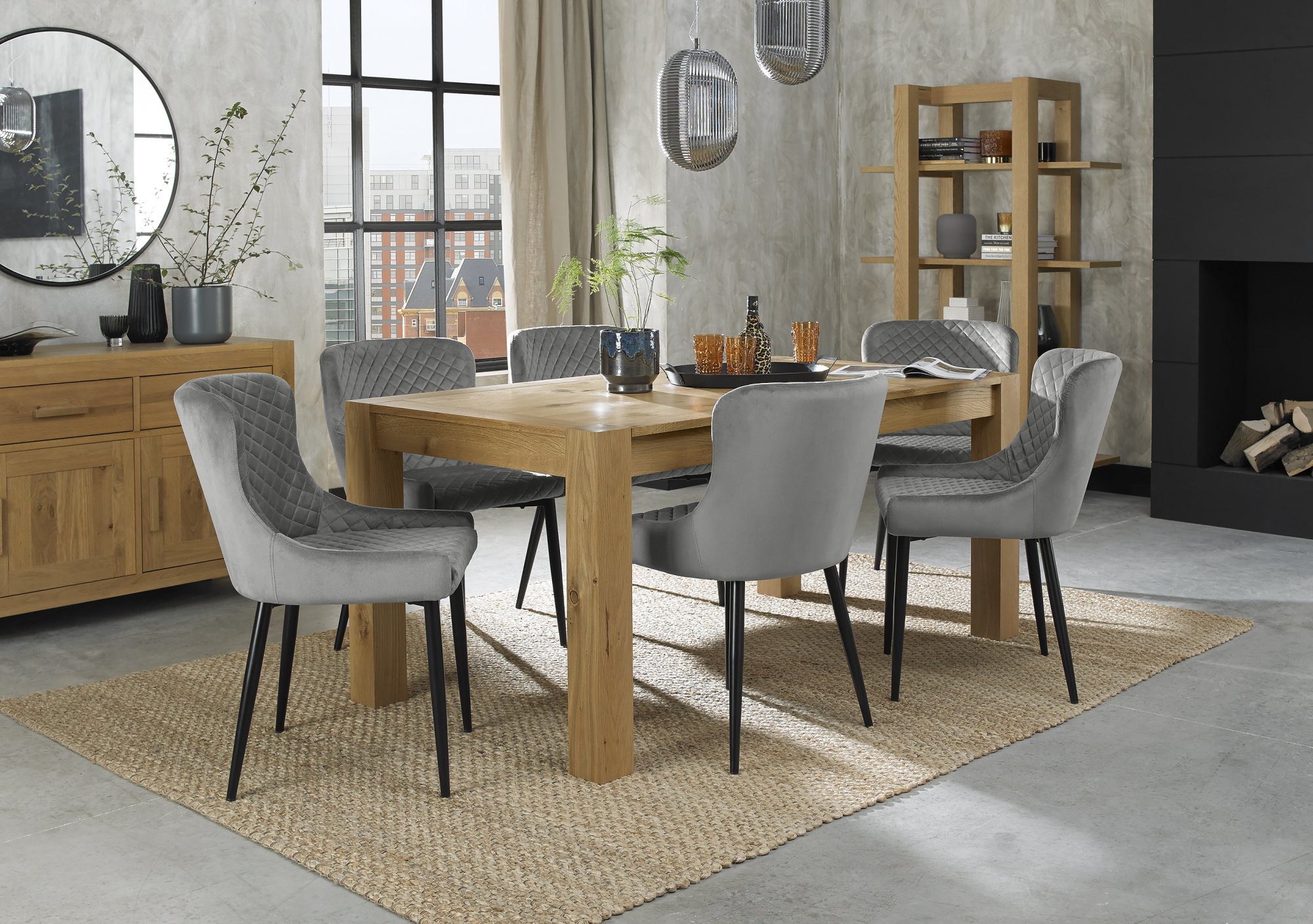 Turin Light Oak & Cezanne Medium Dining Set | Stylish - Bentley Designs ...