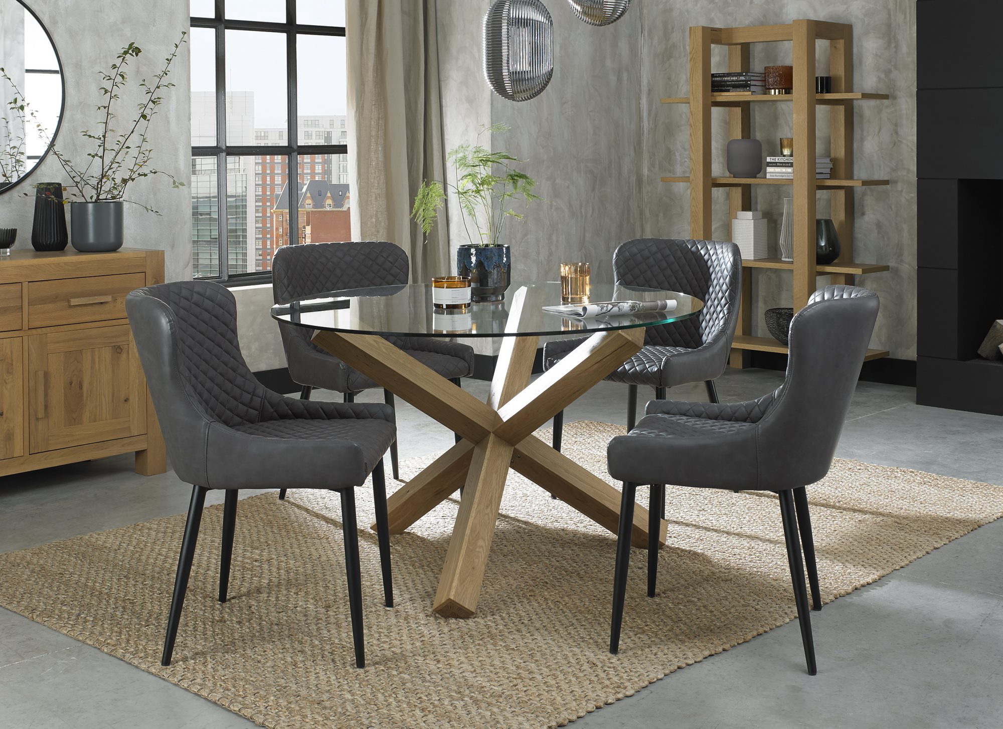 Turin Light Oak & Cezanne Round Dining Set 