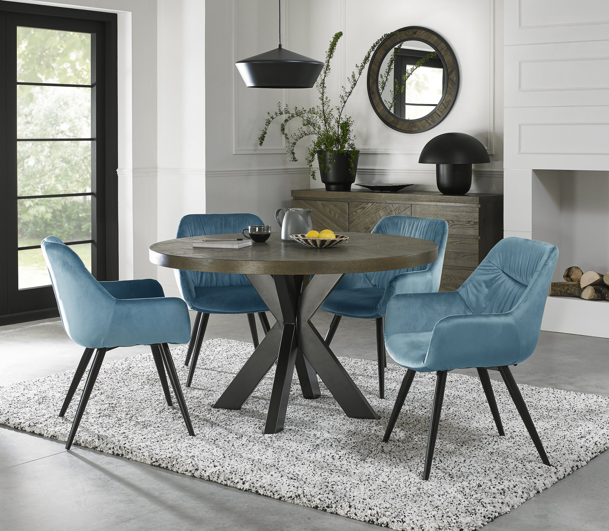 Charles bentley blue mosaic deals 4 seater dining set