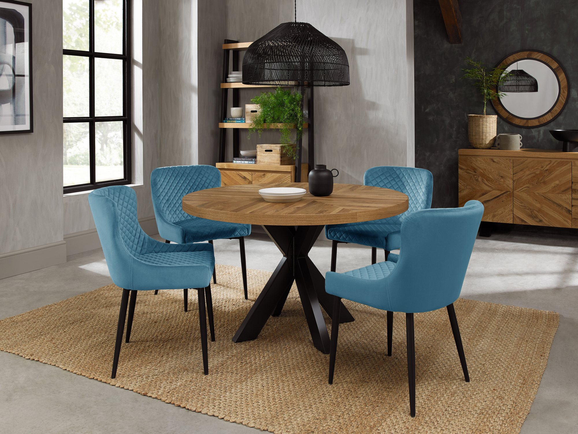 Charles bentley blue mosaic deals 4 seater dining set