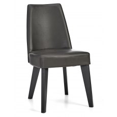 Brunel Gunmetal Upholstered Fixed Chair - Grey Bonded Leather (Pair)