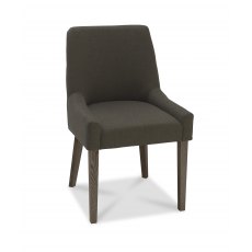 Ella Dark Oak Scoop Back Chair - Black Gold Fabric  (Pair)