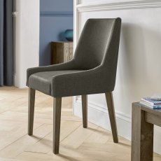 Ella Dark Oak Scoop Back Chair - Black Gold Fabric  (Pair)