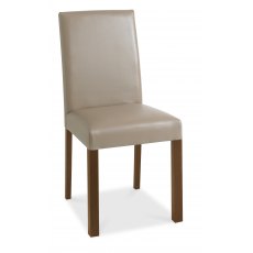 Casa Walnut Upholstered Chair in Olive Grey Bonded Leather(Pair)