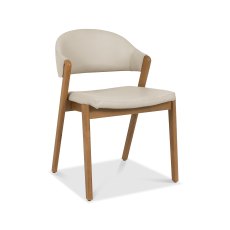 Camden Rustic Oak Upholstered Chair in an Ivory Bonded Leather (Pair)