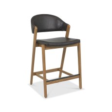 Camden Rustic Oak Upholstered Bar Stool in an Old West Vintage Fabric (Single)