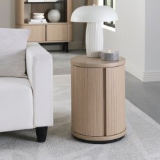 Vega Scandi Oak & Peppercorn Round Lamp Table