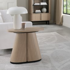 Vega Scandi Oak & Peppercorn Oval Lamp Table