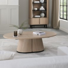 Vega Scandi Oak & Peppercorn Oval Coffee Table