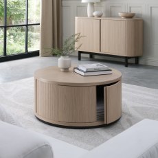 Vega Scandi Oak & Peppercorn Round Coffee Table