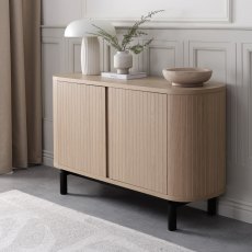 Vega Scandi Oak & Peppercorn Narrow Sideboard