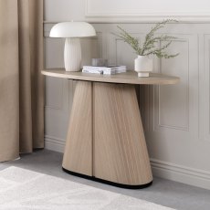 Vega Scandi Oak & Peppercorn Oval Console Table