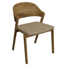 Vega Rustic Oak Ply Back Chair in Ivory Bonded Leather