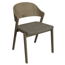 Vega Scandi Oak Ply Back Chair in Lotus Grey Fabric