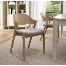 Vega Scandi Oak Ply Back Chair - Grey Fabric (Pair)