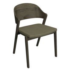 Vega Grey Oiled Oak Ply Back Chair in Grey Bonded Leather