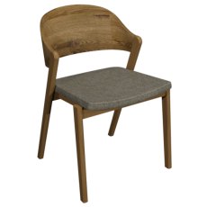 Vega Rustic Oak Ply Back Chair in Grey Fabric