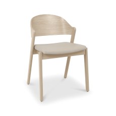 Vega Scandi Oak Ply Back Chair in Ivory Bonded Leather