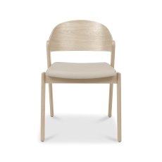 Vega Scandi Oak Ply Back Chair in Ivory Bonded Leather