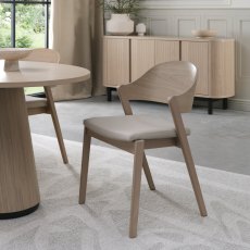 Vega Scandi Oak Ply Back Chair - Ivory Bonded Leather (Pair)