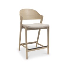 Vega Scandi Oak Bar Stool - Ivory Bonded Leather (Single)