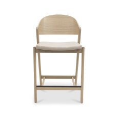 Vega Scandi Oak Bar Stool - Ivory Bonded Leather (Single)