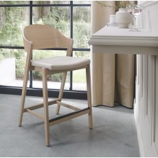 Vega Scandi Oak Bar Stool - Ivory Bonded Leather (Single)