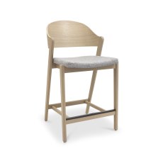 Vega Scandi Oak Bar Stool - Grey Fabric (Single)