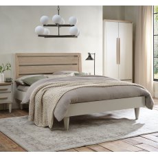 Larsen Scandi Oak & Soft Grey Slatted Bedstead Double 135cm