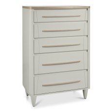 Larsen Scandi Oak & Soft Grey 5 Drawer Chest