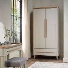 Larsen Scandi Oak & Soft Grey Double Wardrobe