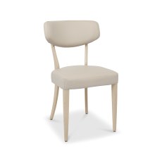 Larsen Scandi Oak Upholstered Chair - Ivory Bonded Leather (Pair)