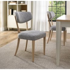 Larsen Scandi Oak Upholstered Chair - Grey Fabric (Pair)