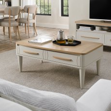 Larsen Scandi Oak & Soft Grey Coffee Table with Drawer