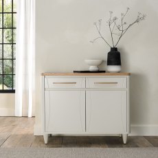 Larsen Scandi Oak & Soft Grey Narrow Sideboard