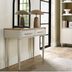 Larsen Scandi Oak & Soft Grey Console Table with Drawer