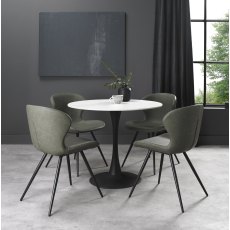 Mason White Sintered Stone Circular Bistro Table with Black Base