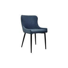 Rubens - Blue Boucle Fabric Chair with Black Legs (Pair)